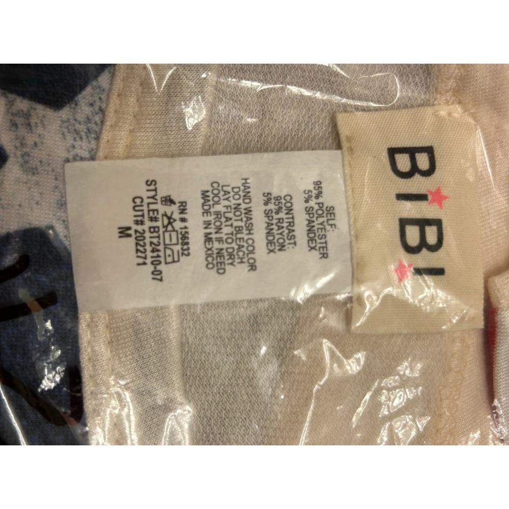 BIBI Womens American Flag Stars & Stripes Dolman Top L Cream Red Blue USA Pride - Picture 3 of 7